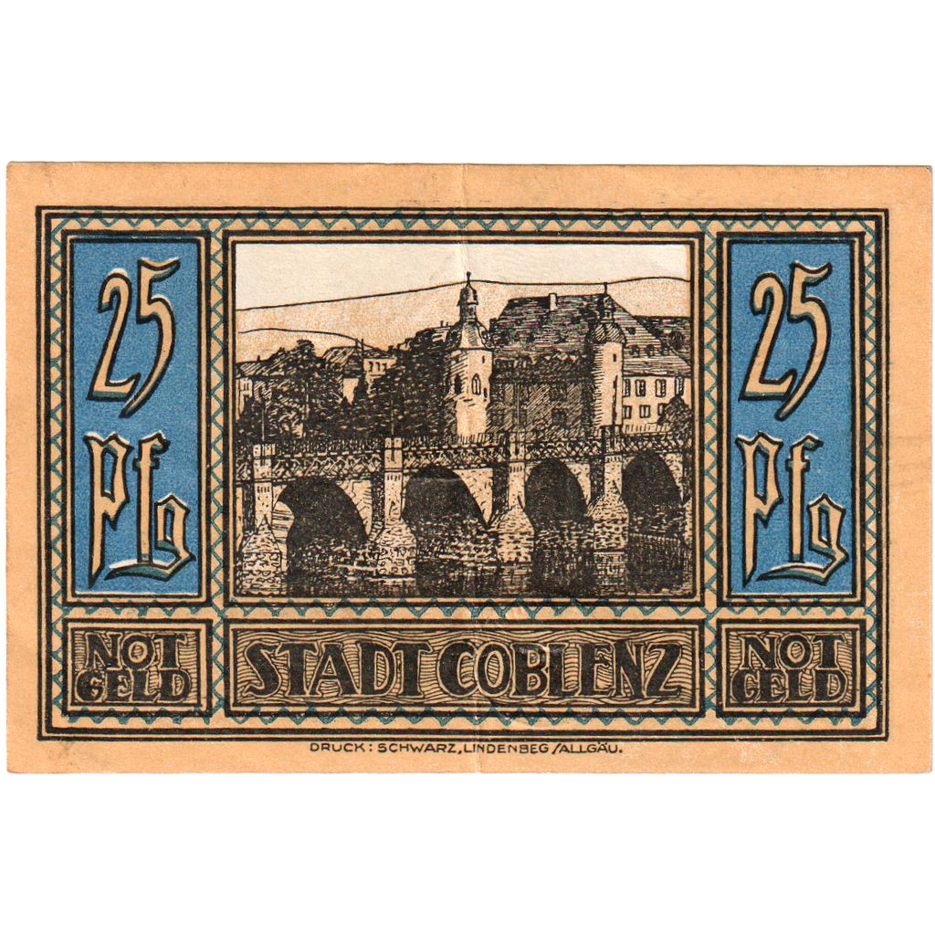 Alemania, Coblenz, 25 Pfennig, 1921-05-01, EBC+