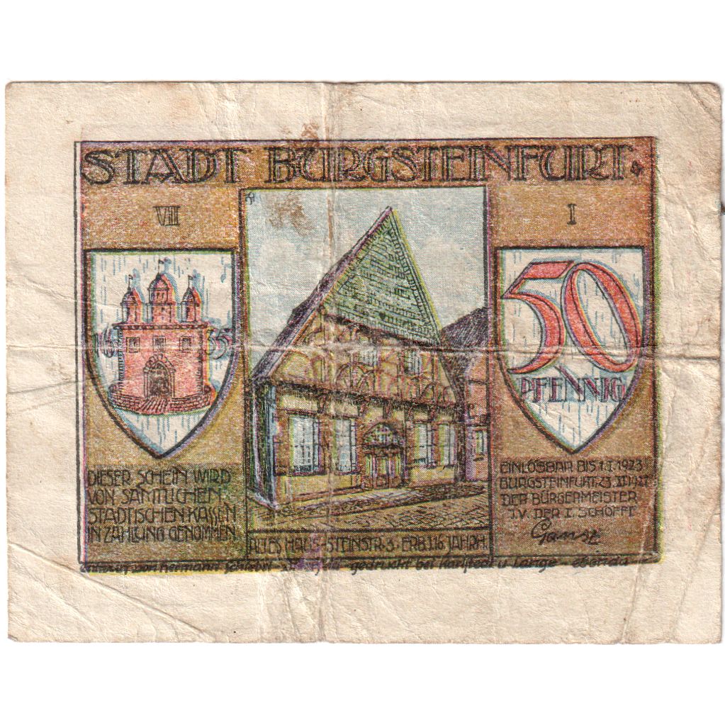 Alemania, Burgsteinfurt Stadt, 50 Pfennig, 1923-01-01, EBC