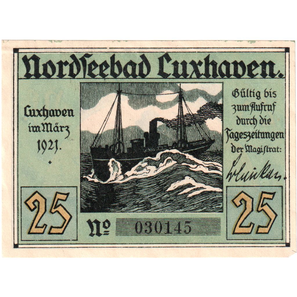 Allemagne, Cuxhaven Stadt, 25 Pfennig, SUP+