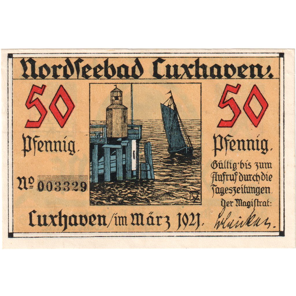 Allemagne, Cuxhaven Stadt, 50 Pfennig, SUP+