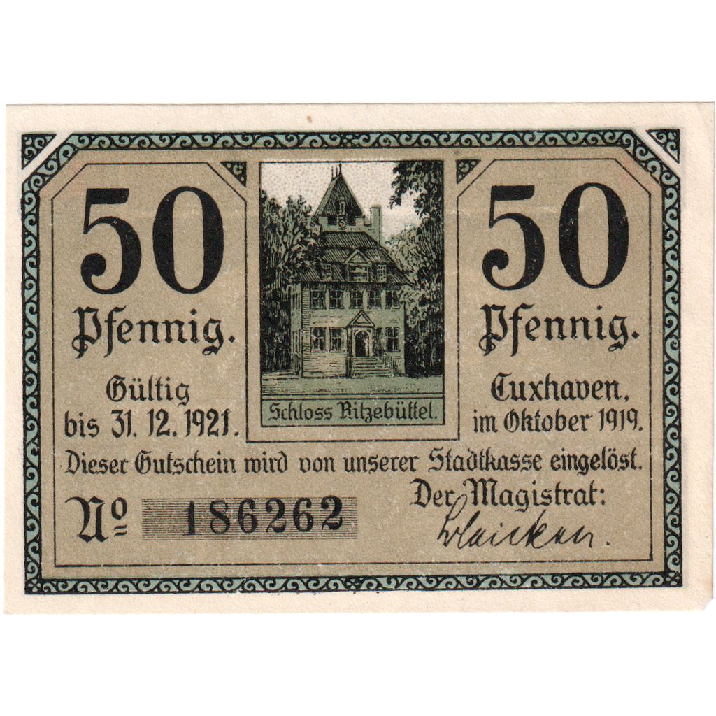 Alemania, Cuxhaven, 50 Pfennig, EBC+