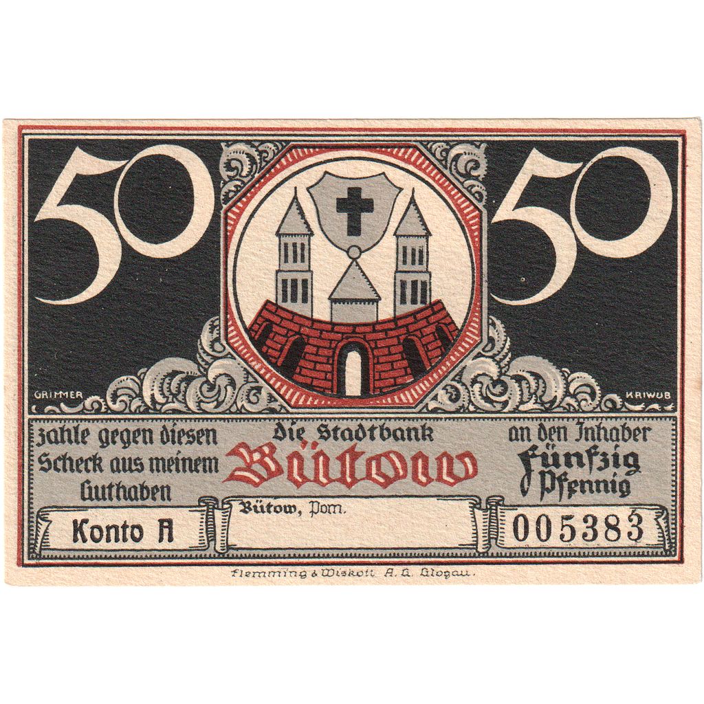 Alemania, Bütow, 50 Pfennig, EBC+