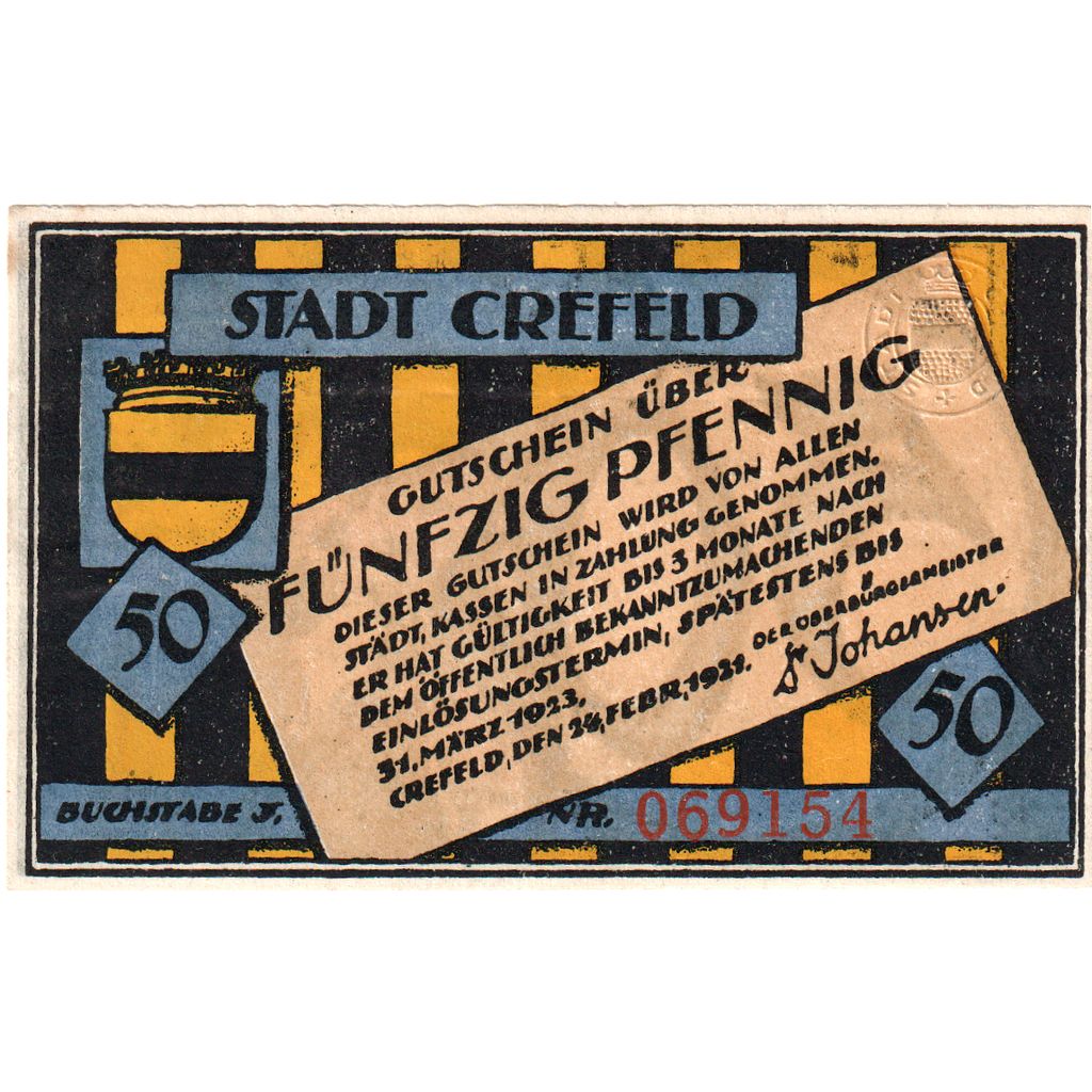Alemania, Crefeld, 50 Pfennig, 1921-02-24, UNC