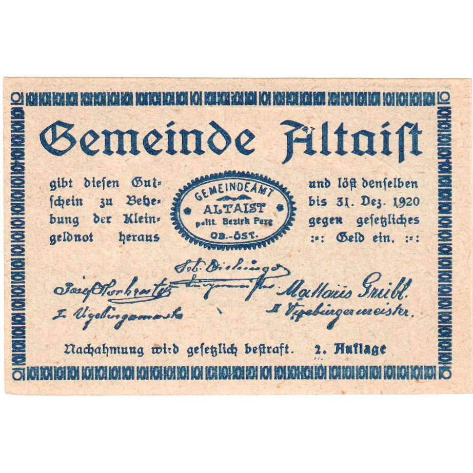 Austria, Altaist, 10 Heller, 1920-12-31, UNC(63)