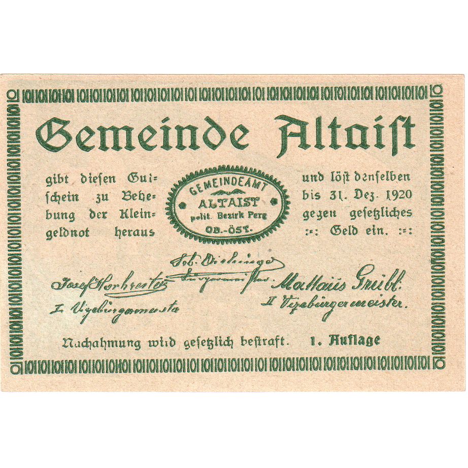 Austria, Altaist, 10 Heller, 1920-12-31, UNC(63)