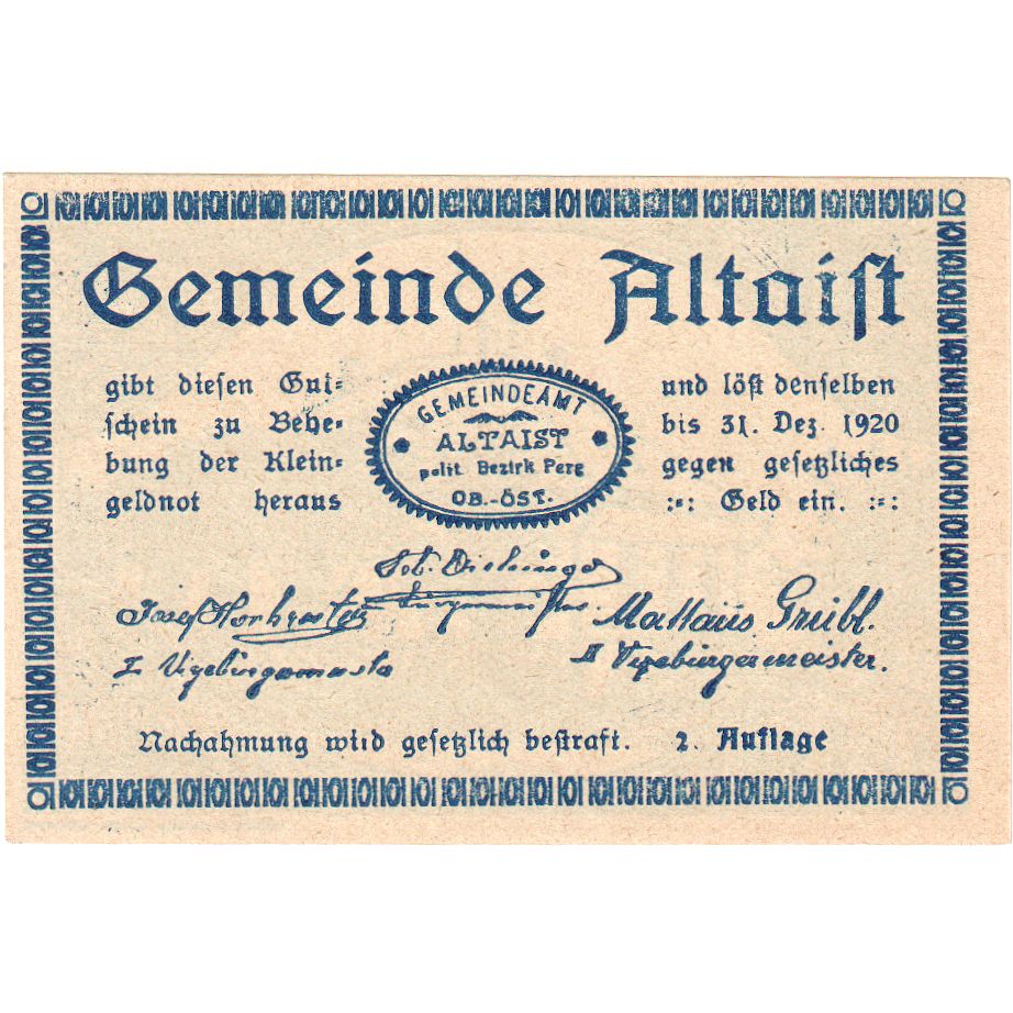 Austria, Altaist, 20 Heller, 1920-12-31, SC
