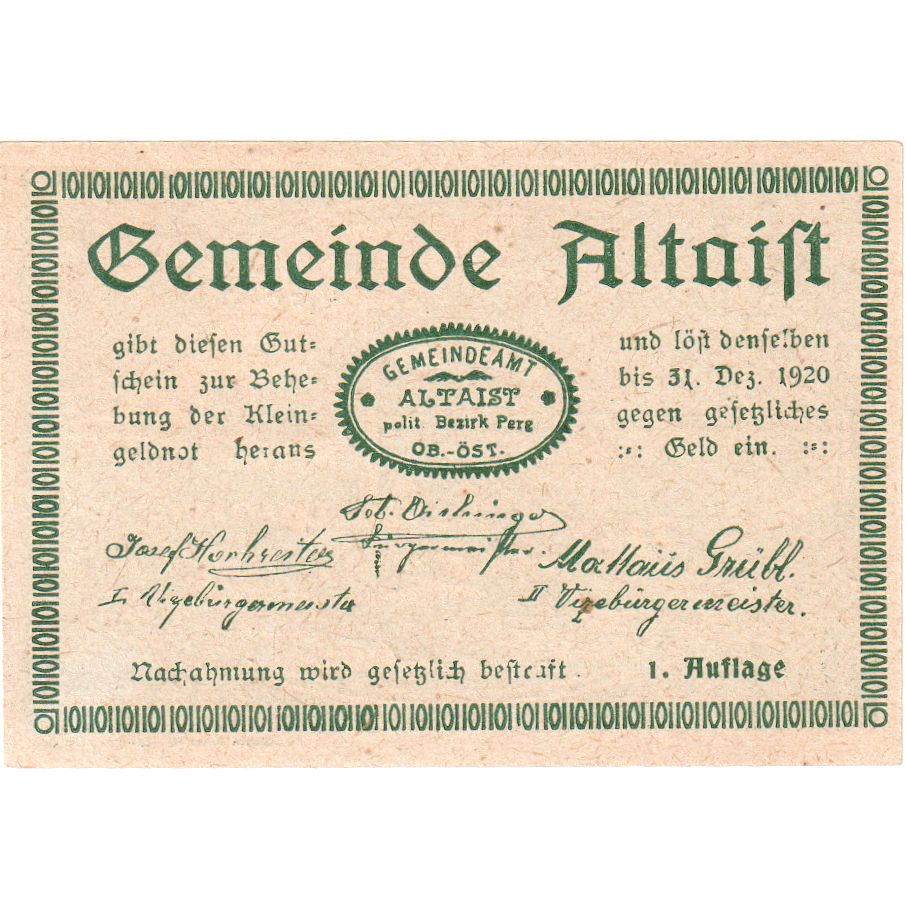 Österreich, Altaist, 50 Heller, 1920-12-31, UNZ-