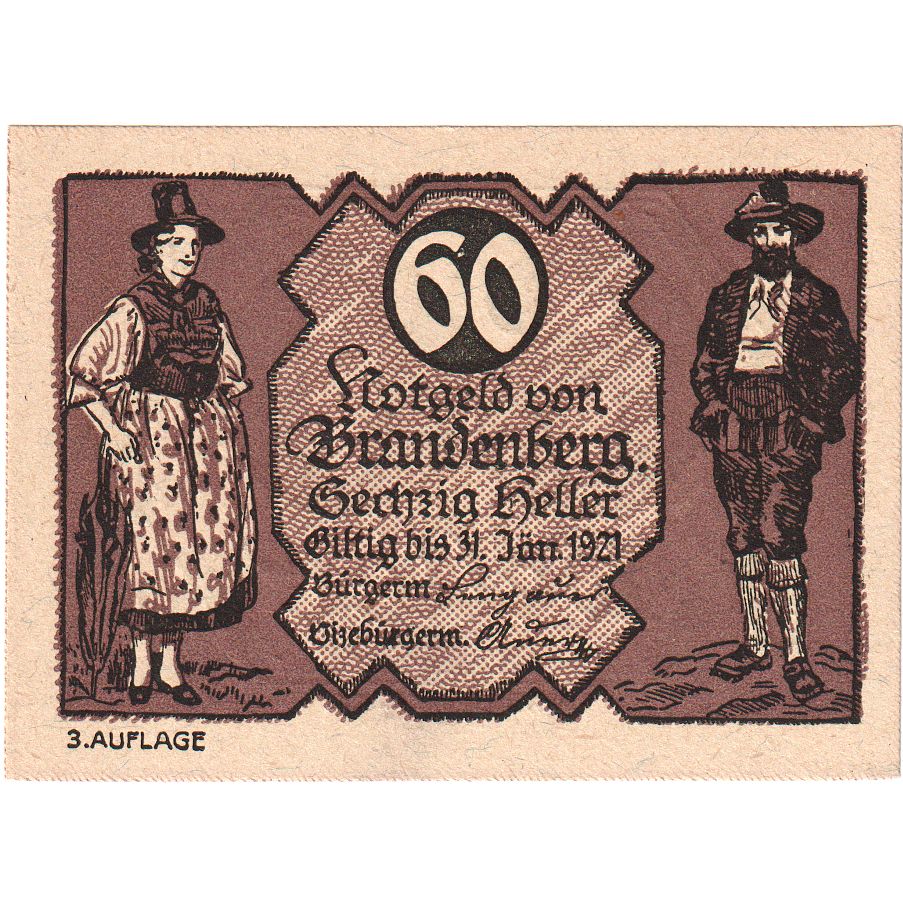 Autriche, Brandenberg, 60 Heller, 1920-12-31, SPL