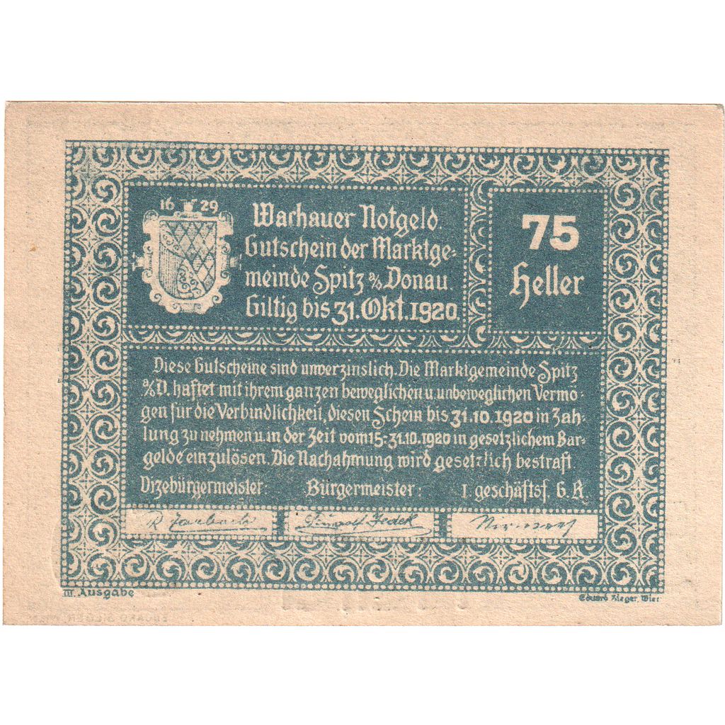 Österreich, Spitz an der Donau, 50 Heller, 1920-10-31, UNZ-