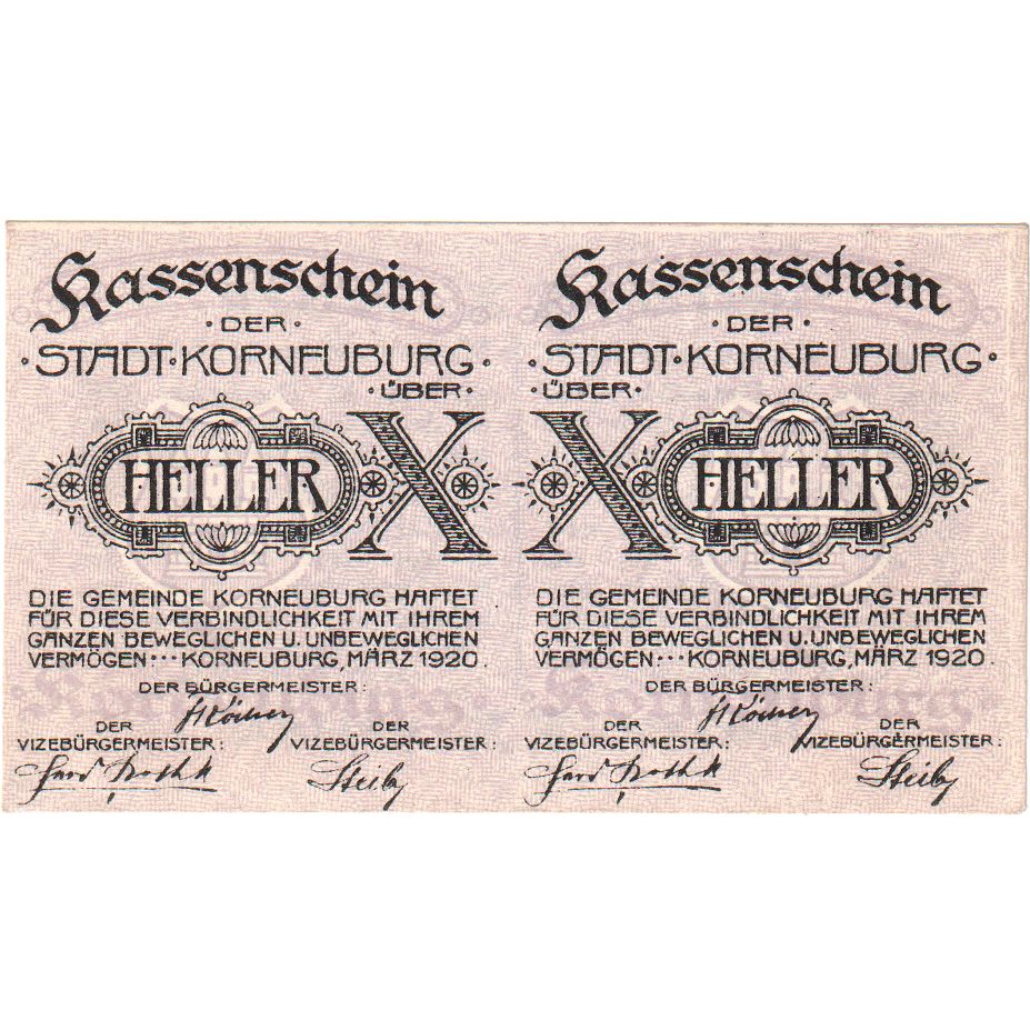 Autriche, Korneuburg, 20 Heller, 1920-12-31, SPL