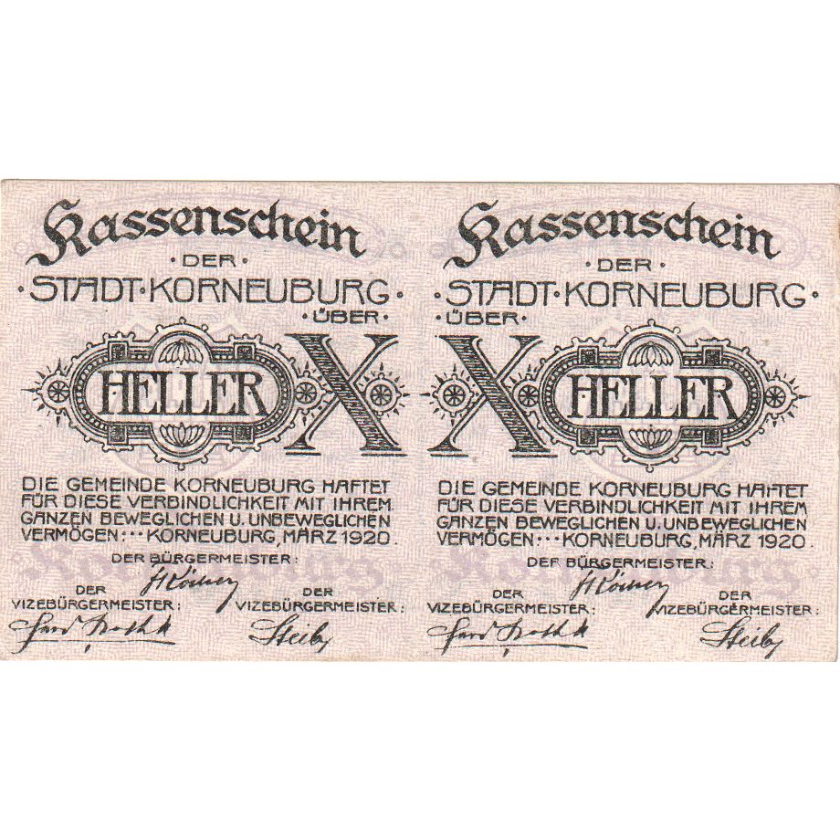 Autriche, Korneuburg, 20 Heller, 1920-12-31, SPL