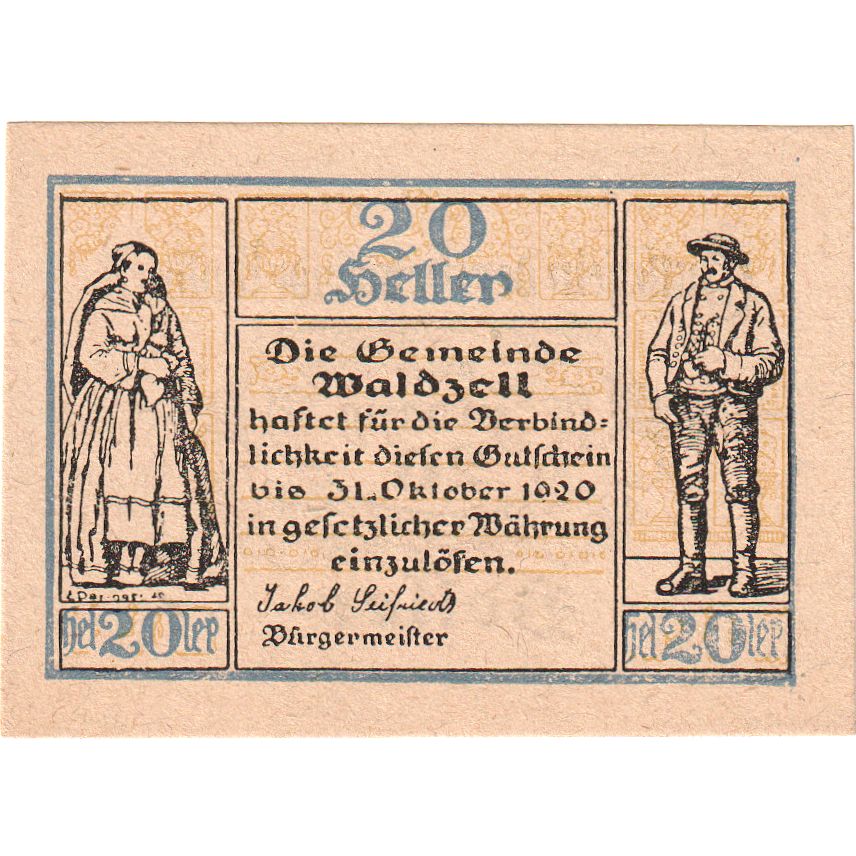 Österreich, Waldzell, 20 Heller, 1920-10-31, UNZ-