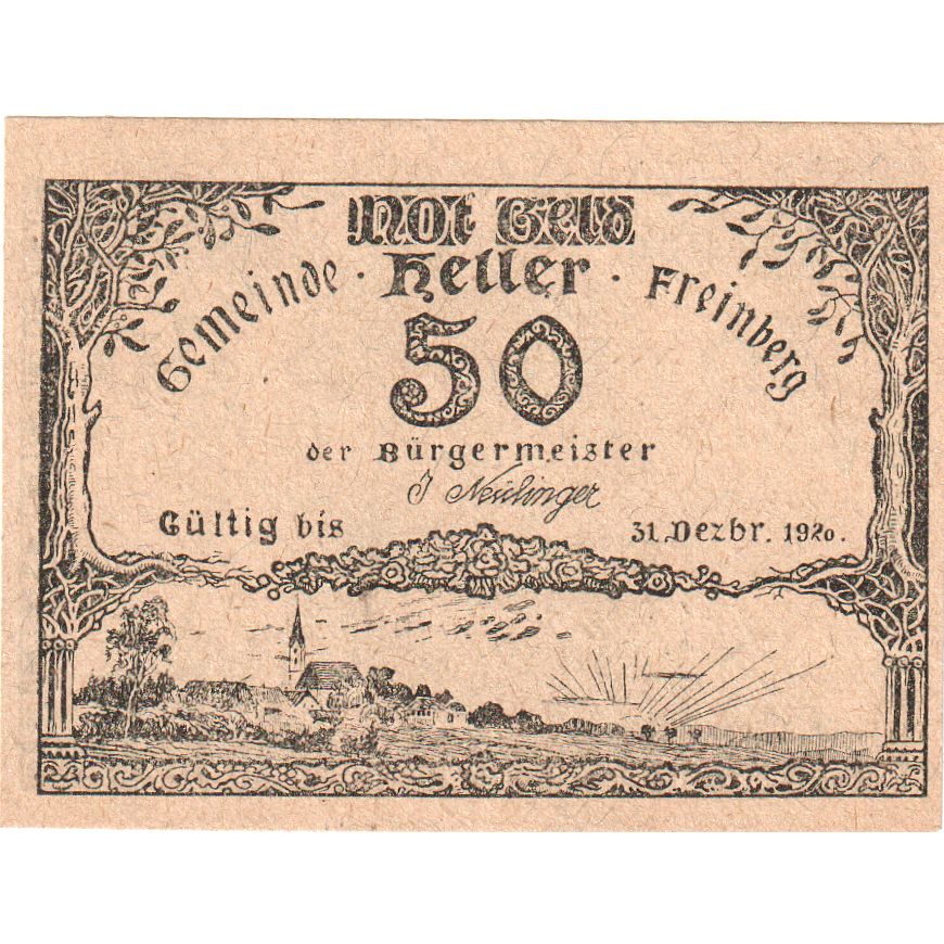 Áustria, Freinberg, 50 Heller, 1920-12-31, UNC(63)