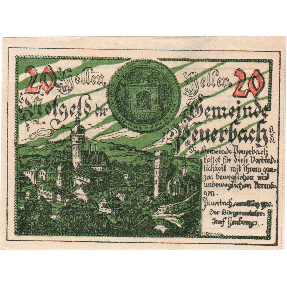 Áustria, Peuerbach, 20 Heller, 1920-03-24, UNC(63)