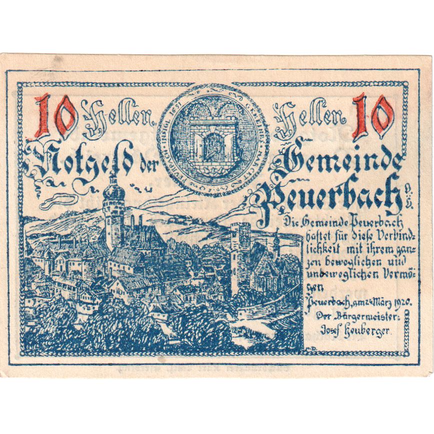 Áustria, Peuerbach, 10 Heller, 1920-03-24, UNC(63)