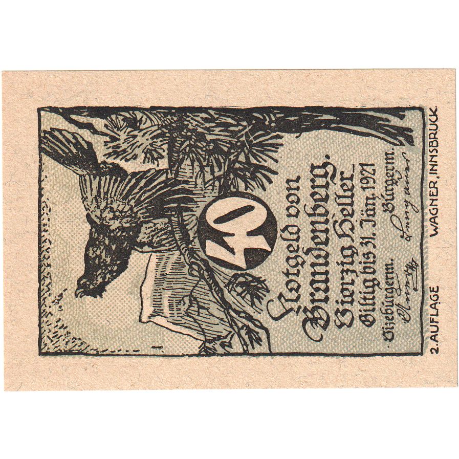 Áustria, Brandenberg, 40 Heller, 1920-12-31, UNC(63)