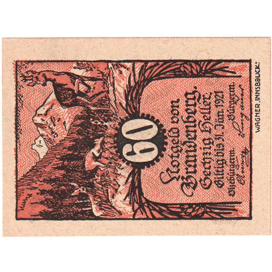 Oostenrijk, Brandenberg, 60 Heller, 1920-12-31, SPL