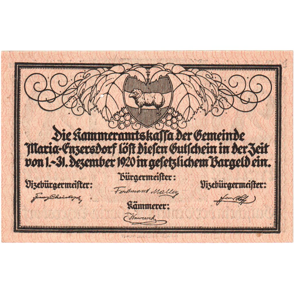 Austria, Maria-Lazendorf, 20 Heller, 1920-06-30, SPL