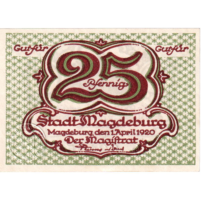 Alemania, Magdeburg, 25 Pfennig, 1920-04-01, EBC+