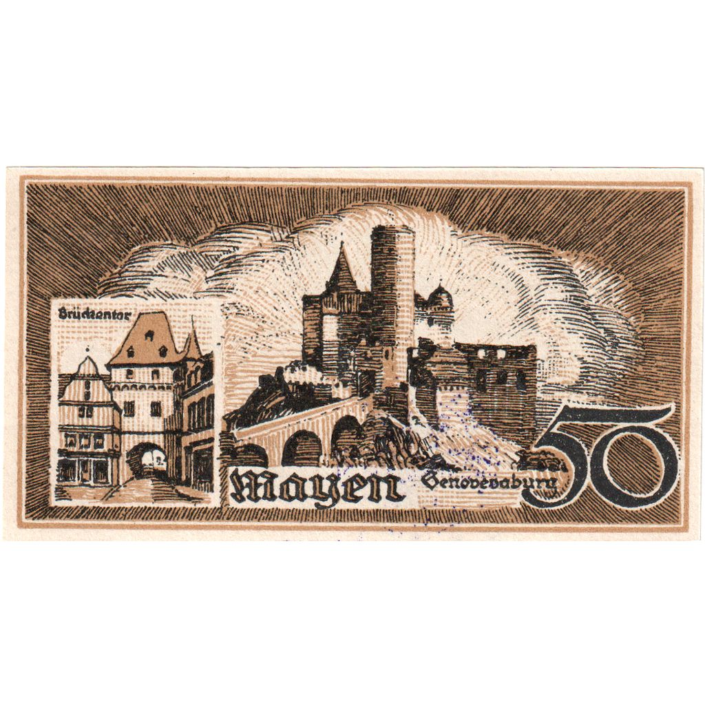 Alemania, Mayen Stadt, 50 Pfennig, 1921-03-31, EBC+