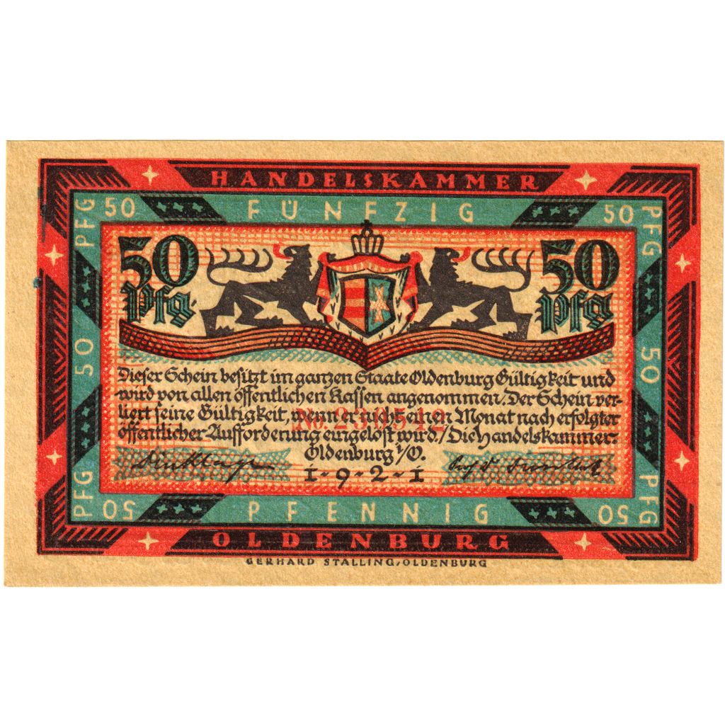 Alemania, Oldenburg, 50 Pfennig, UNC