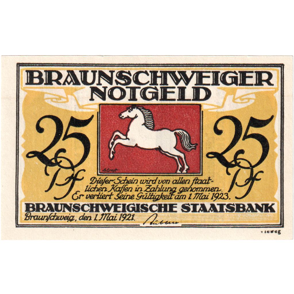 Alemania, Braunschweiger, 25 Pfennig, 1923-05-01, EBC+