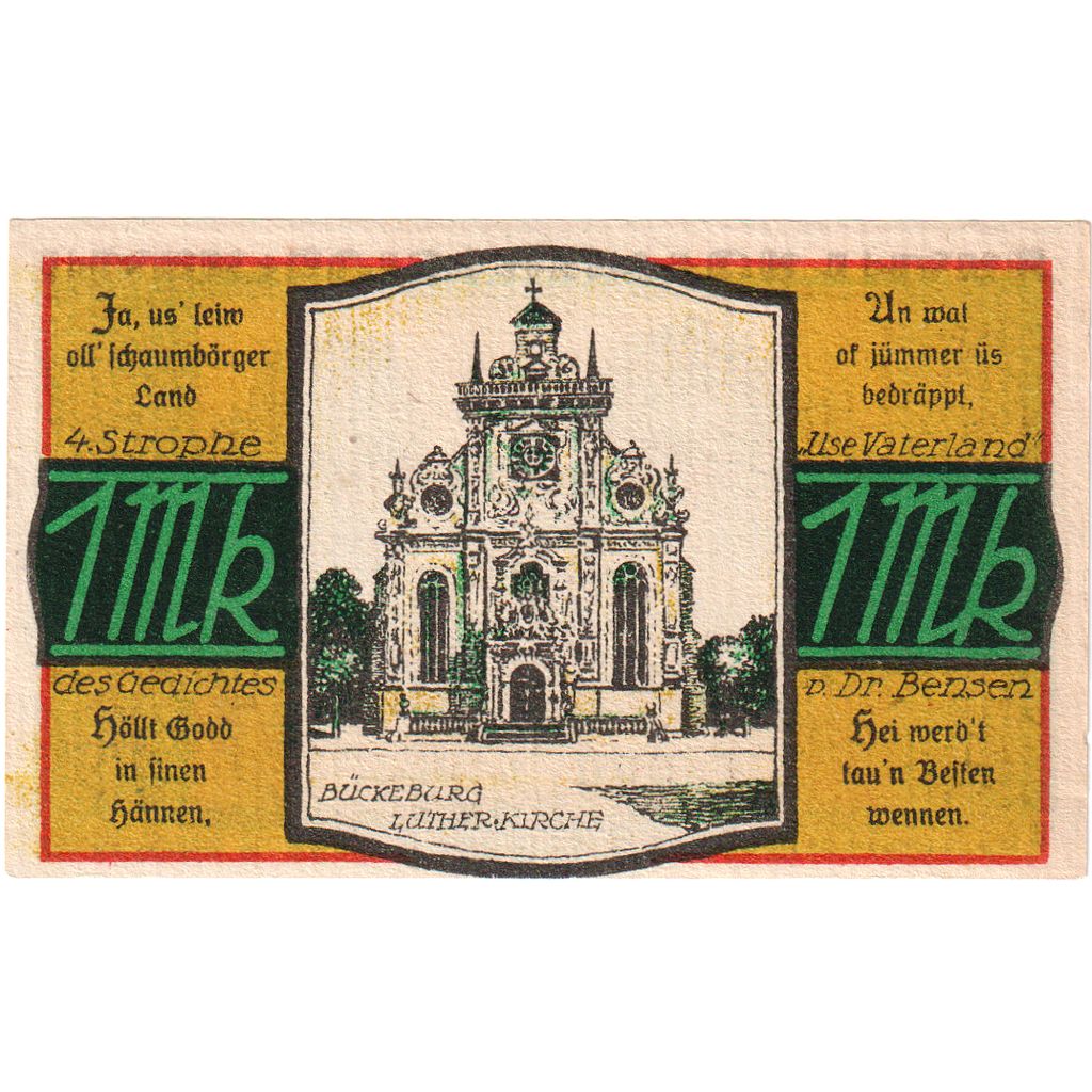 Deutschland, Buckeburg, 1 Mark, 1921-10-01, UNZ-