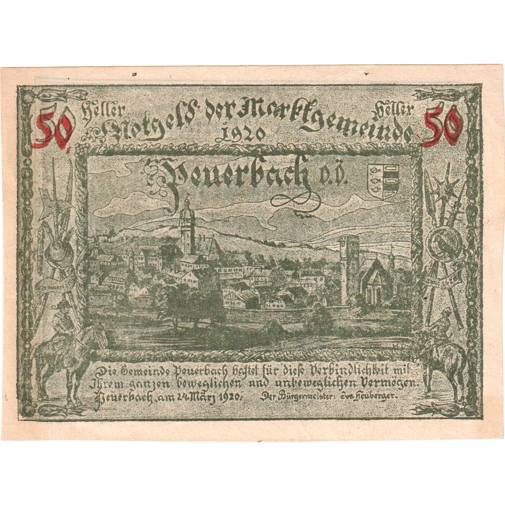 Austria, Peuerbach, 50 Heller, 1920-03-24, EBC+