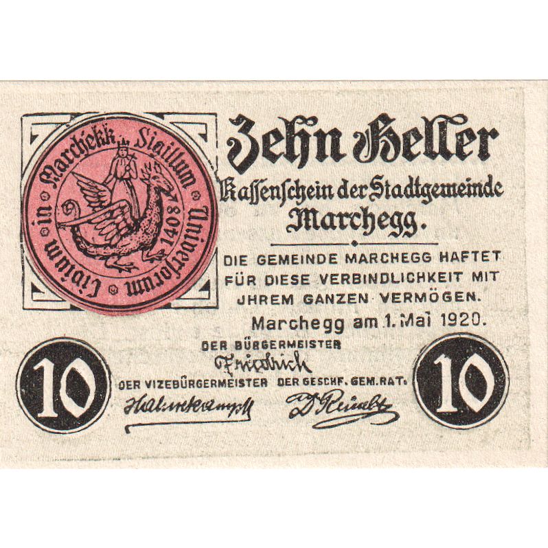 Oostenrijk, Marchegg N.Ö. Stadtgemeinde, 10 Heller, 1920-10-03, SUP+