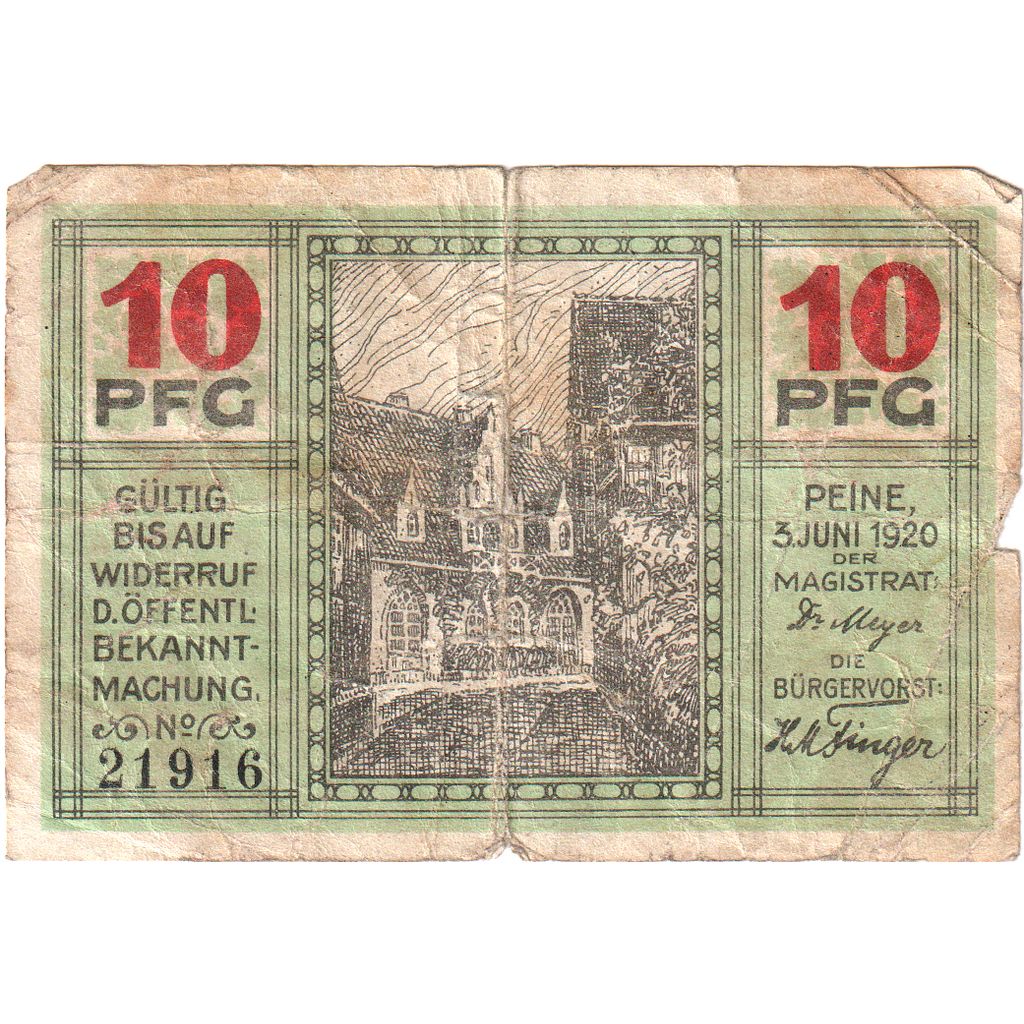 Deutschland, Peine, 10 Pfennig, 1920-06-03, UNZ-
