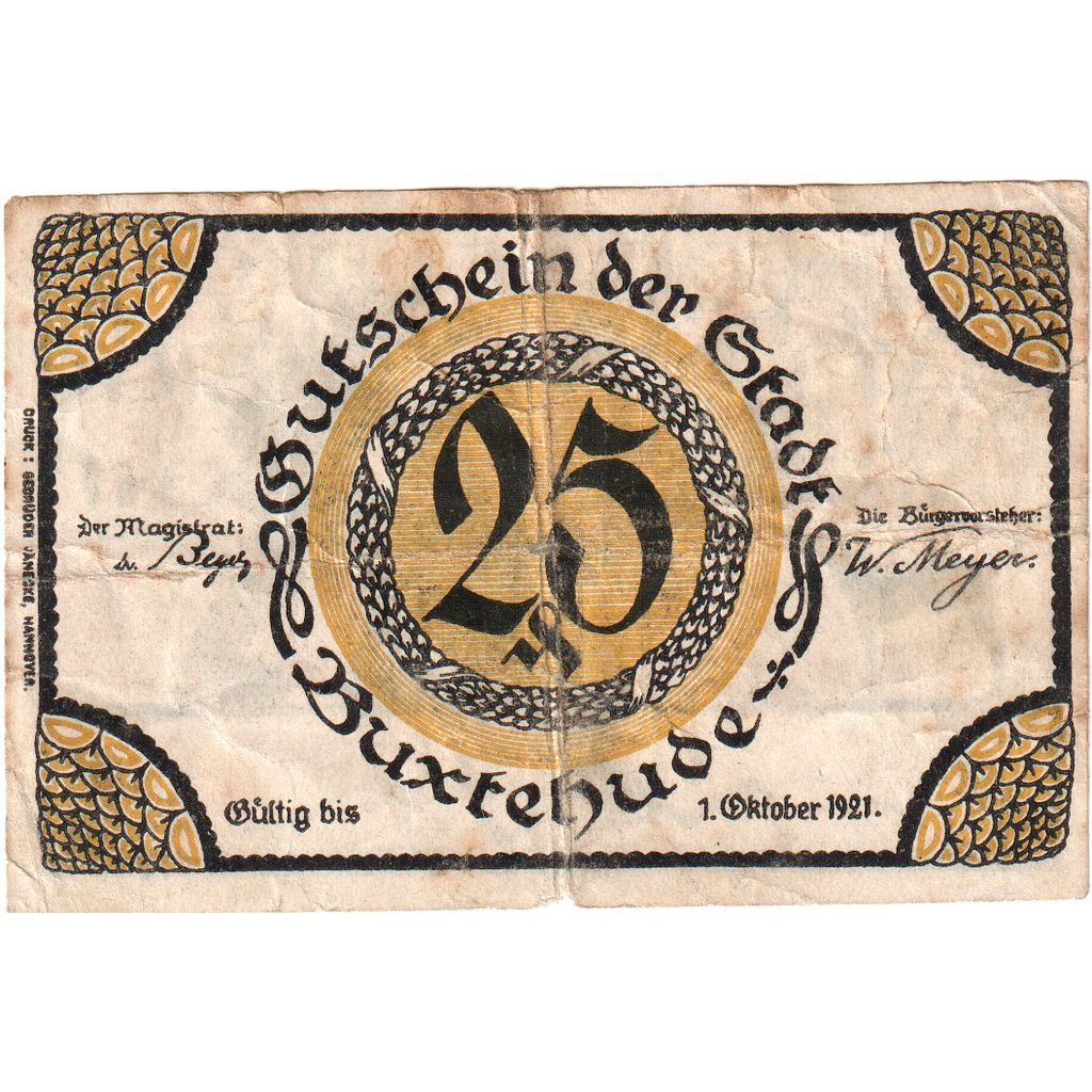 Alemania, Buxtehude Stadt, 25 Pfennig, 1920-10-01, EBC+