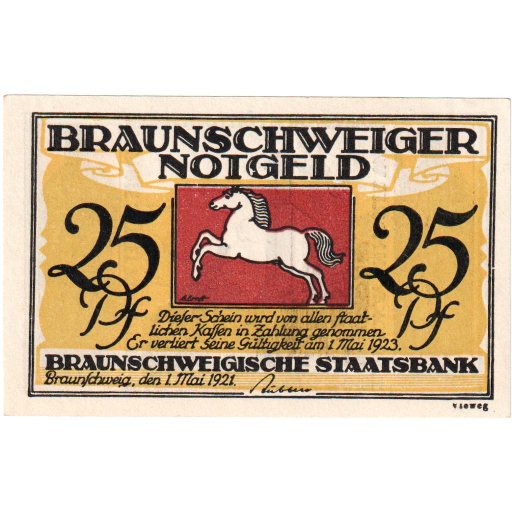 Alemania, Braunschweiger, 25 Pfennig, 1923-05-01, EBC+