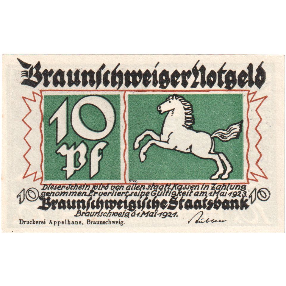 Alemania, Braunschweig Braunschweigische Staatsbank, 10 Pfennig, 1923-05-01