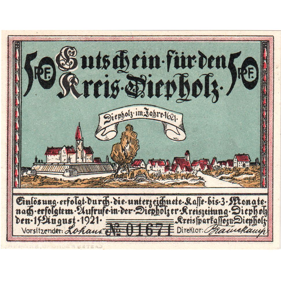 Deutschland, Diepholz, 50 Pfennig, 1921-08-15, 19900, VZ+