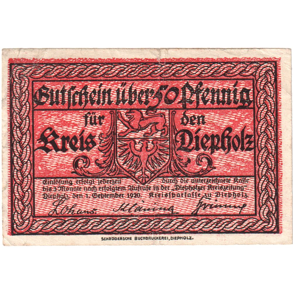 Allemagne, Diepholz, 50 Pfennig, 1920-09-01, SUP+