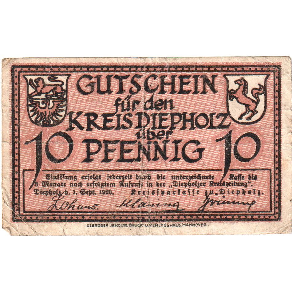Alemania, Diepholz, 10 Pfennig, 1920-09-01, EBC