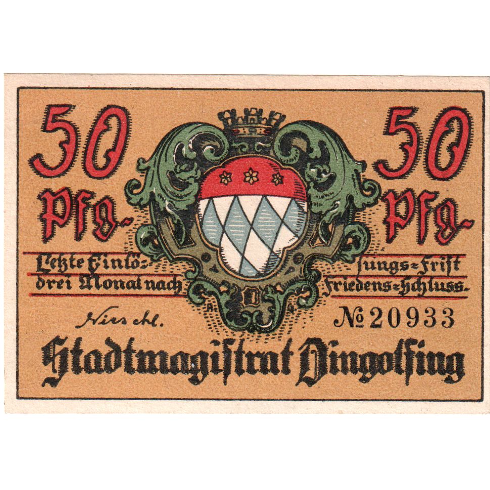 Alemania, Dingolfing Stadt, 50 Pfennig, EBC+