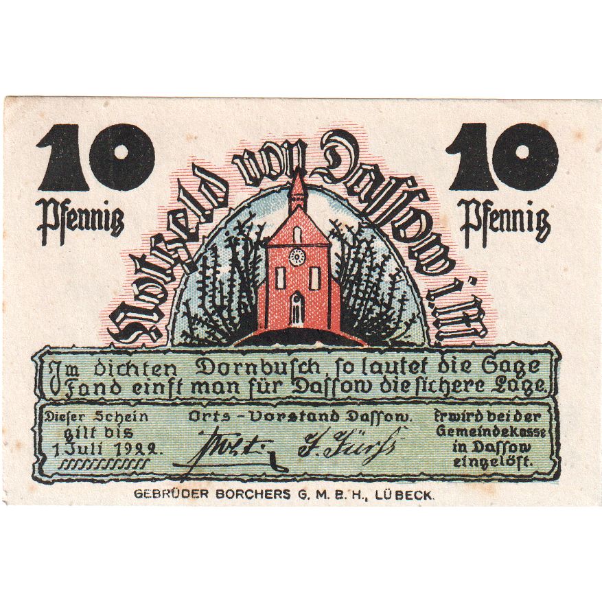 Allemagne, Dassow, 10 Pfennig, SPL