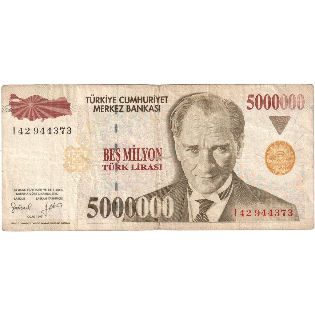 Banknote, Turkey, 5,000,000 Lira, 1970-01-14, VF(20-25)