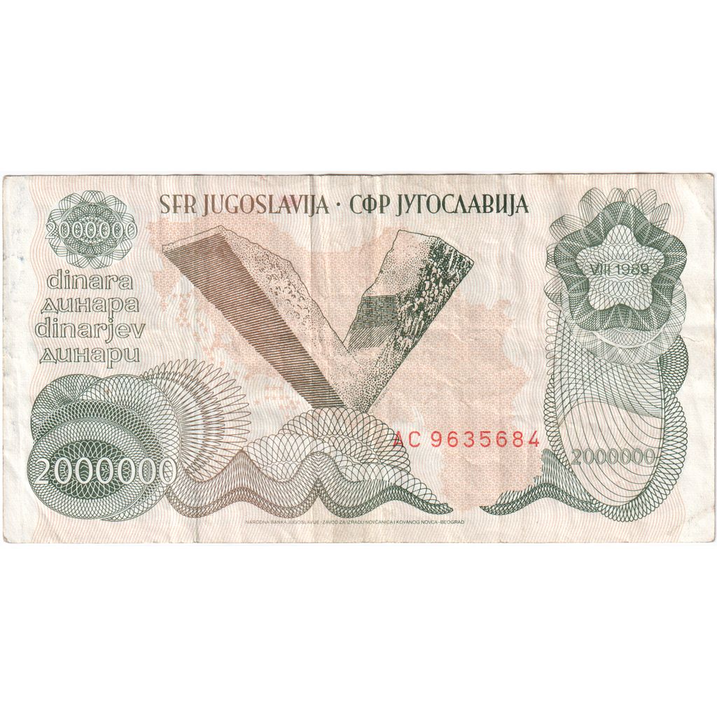Yugoslavia, 2,000,000 Dinara, 1989-08-01, AU(50-53)