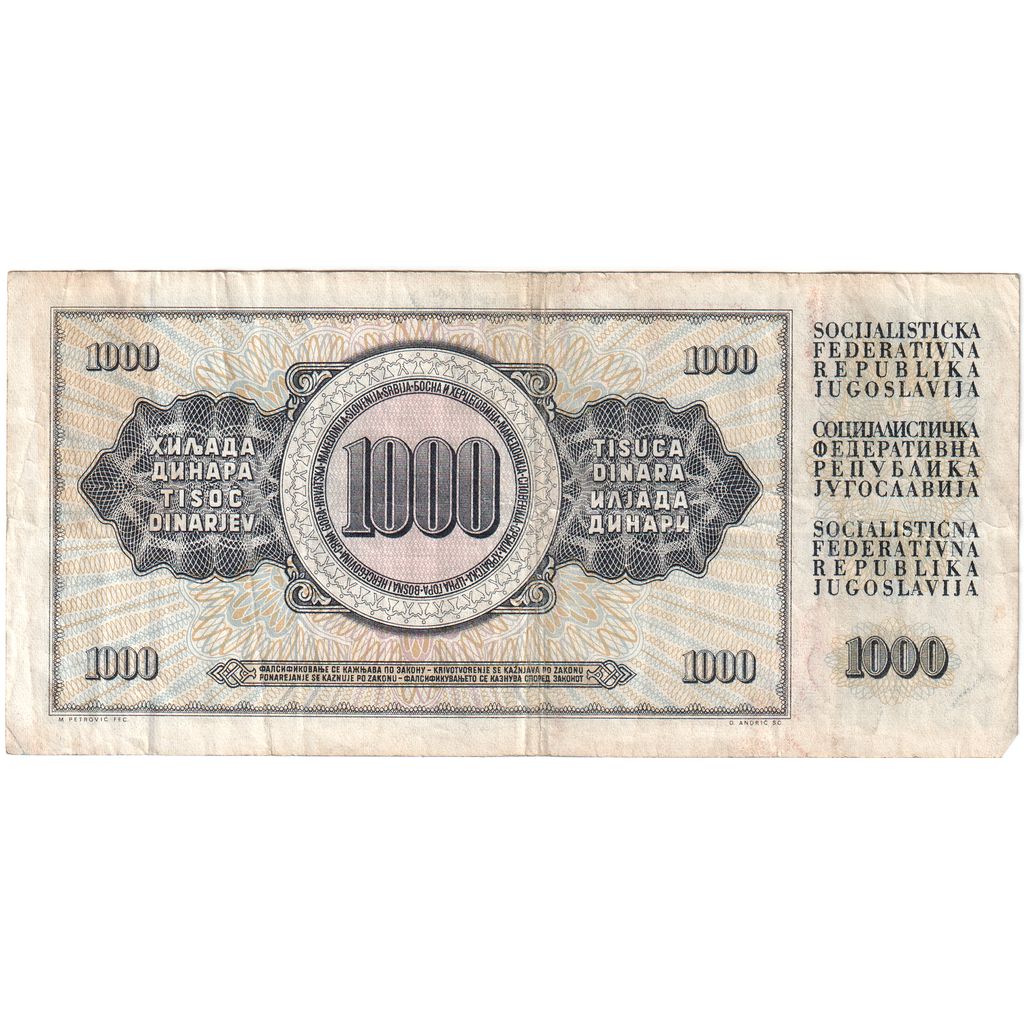 Jugoslawien, 1000 Dinara, 1981-11-04, S+