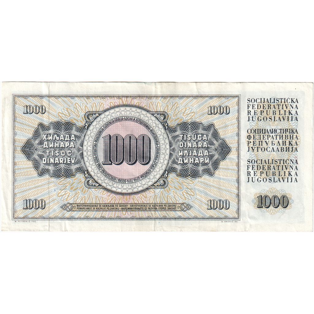 Jugoslawien, 1000 Dinara, 1981-11-04, SS