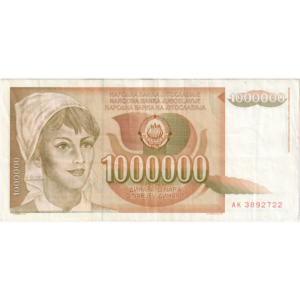 Jugoslawien, 1,000,000 Dinara, SS+