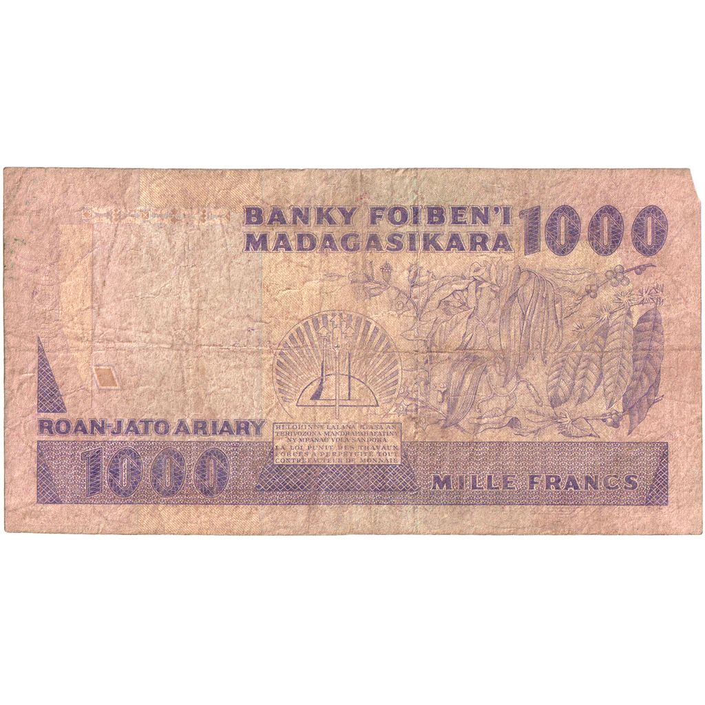 Madagascar, 1000 Francs = 200 Ariary, F(12-15)