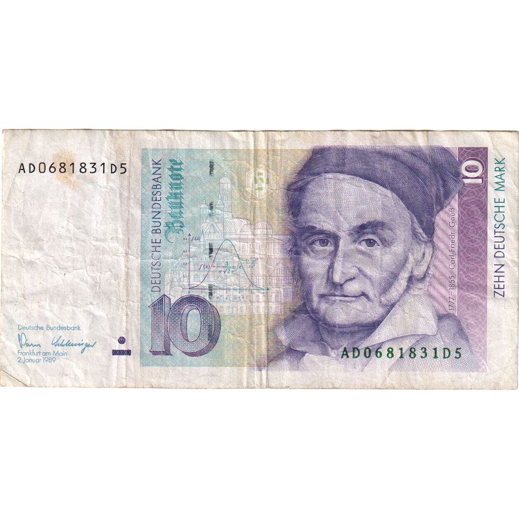 ALEMANHA - REPÚBLICA FEDERAL, 10 Deutsche Mark, 1989-01-02, VF(20-25)