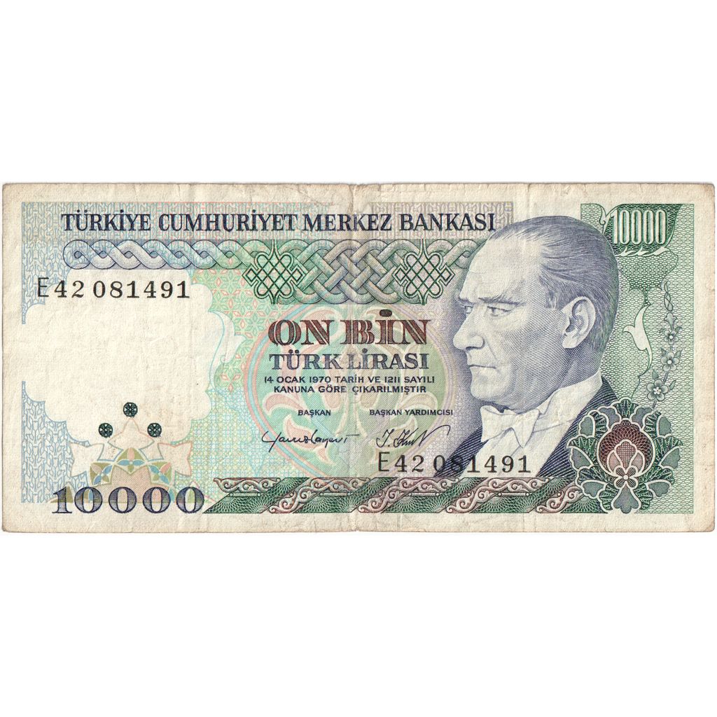 Turquia, 10,000 Lira, 1970-10-14, VF(30-35)