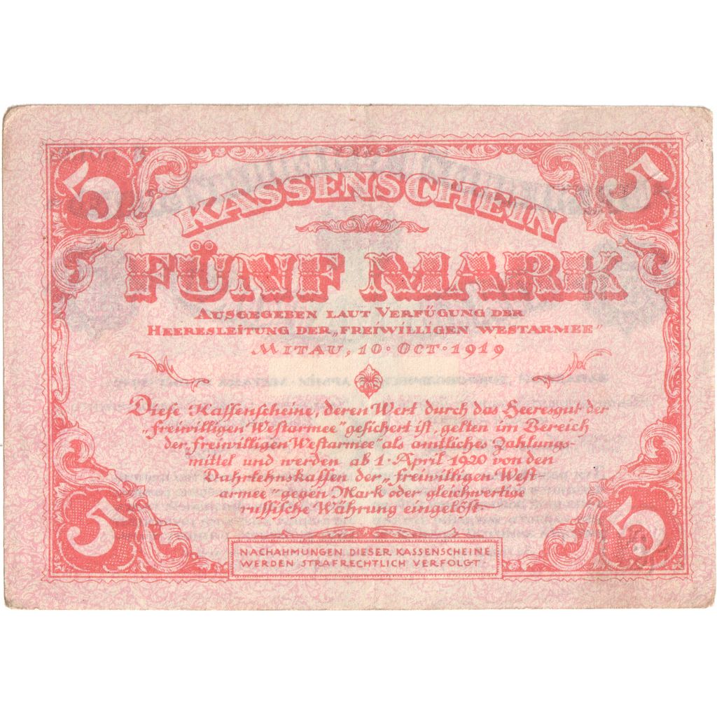 Russland, 5 Mark, 1919-10-10, SS+