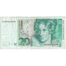 GERMANY - FEDERAL REPUBLIC, 20 Deutsche Mark, 1993-10-01, VF(30-35)