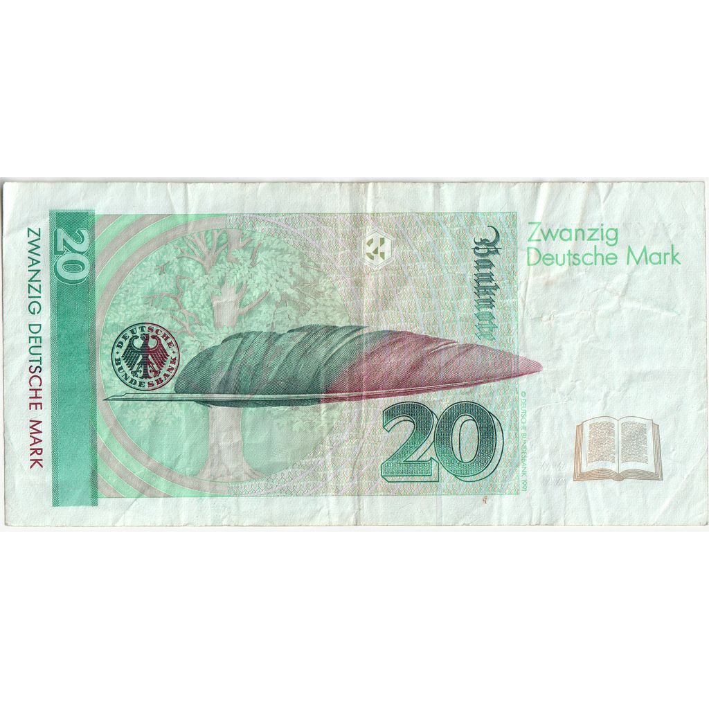 GERMANIA - REPUBBLICA FEDERALE, 20 Deutsche Mark, 1993-10-01, MB+