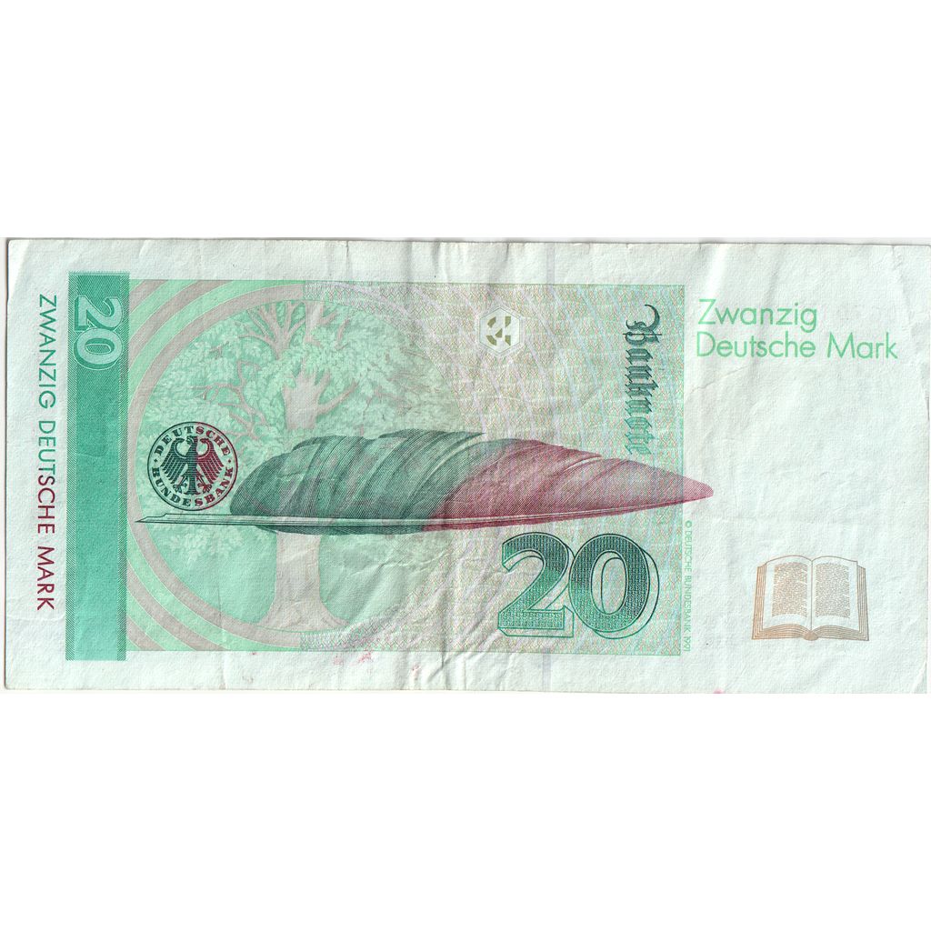 GERMANIA - REPUBBLICA FEDERALE, 20 Deutsche Mark, 1993-10-01, MB+